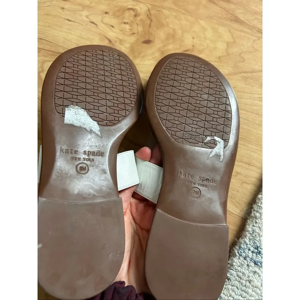 Kate spade white and silver heart thong slippers women’s chase size 7M
